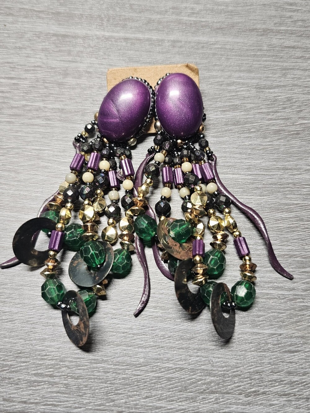 Vintage 1980's Mardi Gras Costume Earrings